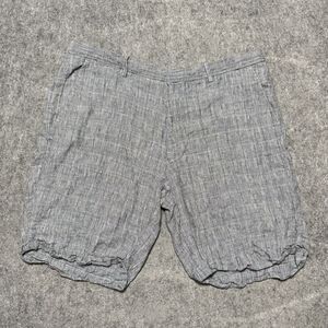 Murano Baird McNutt Linen Shorts Mens 42 Gray Plaid Flat Front